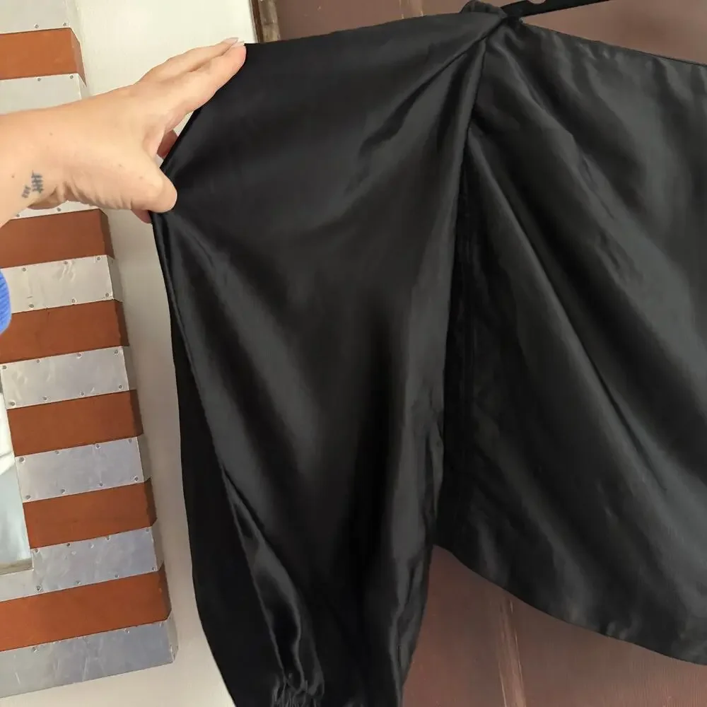 ELIZABETH and JAMES | Black Satin Nolita Off the shoulder Blouse | Medium - Picture 3 of 6